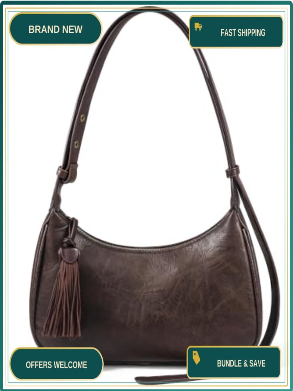 Vegan Leather Hobo Shoulder Bag Floral Embossed Tassel Crossbody